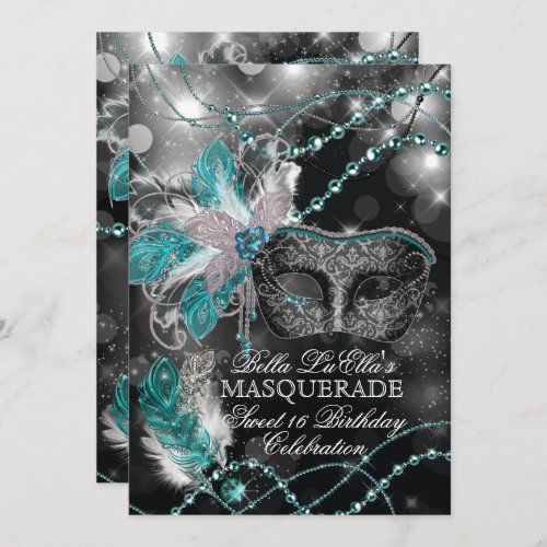 Mardi Gras Masquerade Birthday Party Invitation