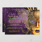 Mardi Gras Masquerade Birthday Party Invitations