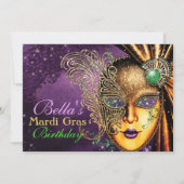 Mardi Gras Masquerade Birthday Party Invitations (Back)