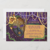 Mardi Gras Masquerade Birthday Party Invitations (Front)