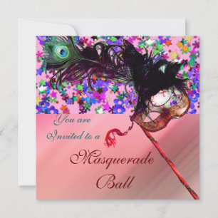 MARDI GRAS MASQUERADE & CONFETTI silk Invitation