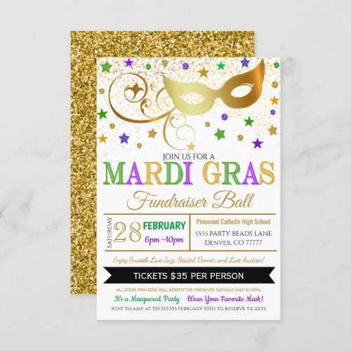 Mardi Gras Masquerade Event Invite