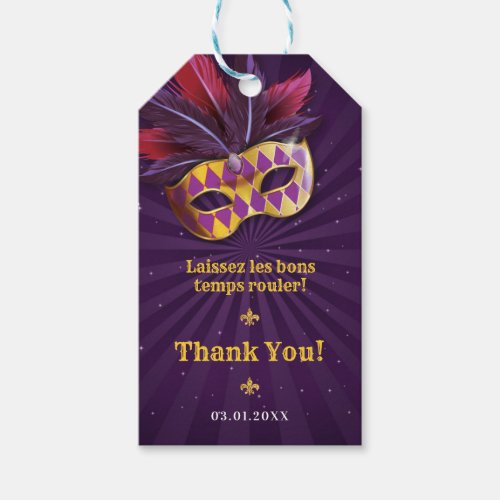 Mardi Gras Masquerade Fat Tuesday Party Gift Tags