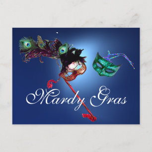 MARDI GRAS MASQUERADE gem blue Postcard