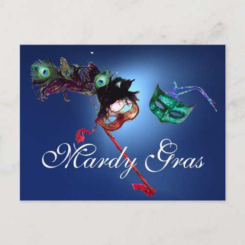 MARDI GRAS MASQUERADE gem blue Postcard