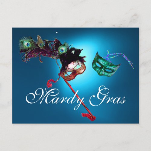 MARDI GRAS MASQUERADE gem blue Postcard