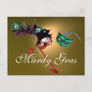 MARDI GRAS MASQUERADE gem yellow Postcard