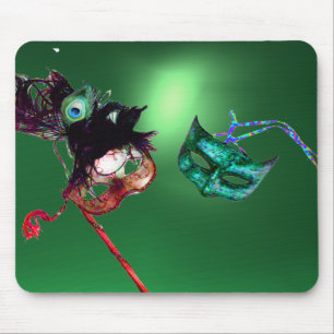 MARDI GRAS MASQUERADE green Mouse Pad
