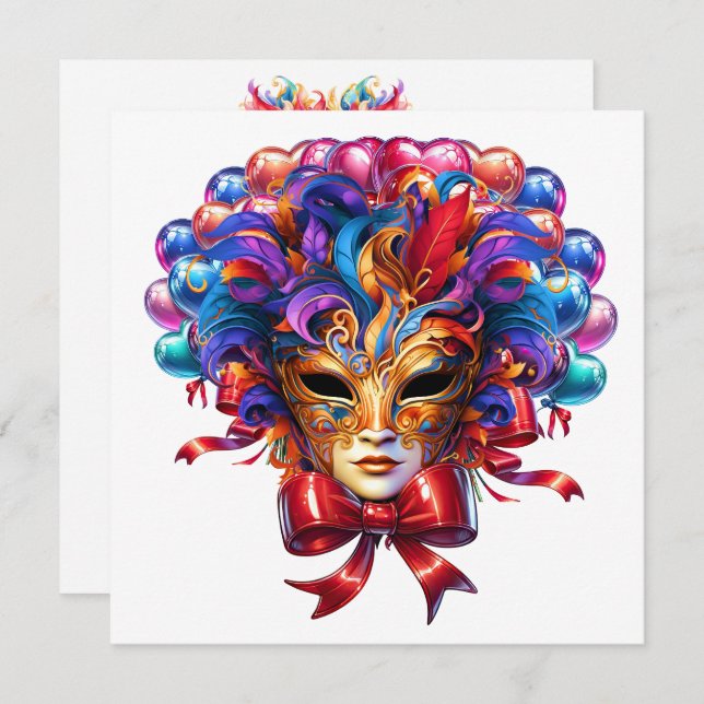 Mardi Gras Masquerade Invitation (Front/Back)