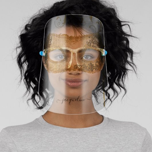 Mardi Gras Masquerade Mask Gold Glitter Your Name (Insitu)
