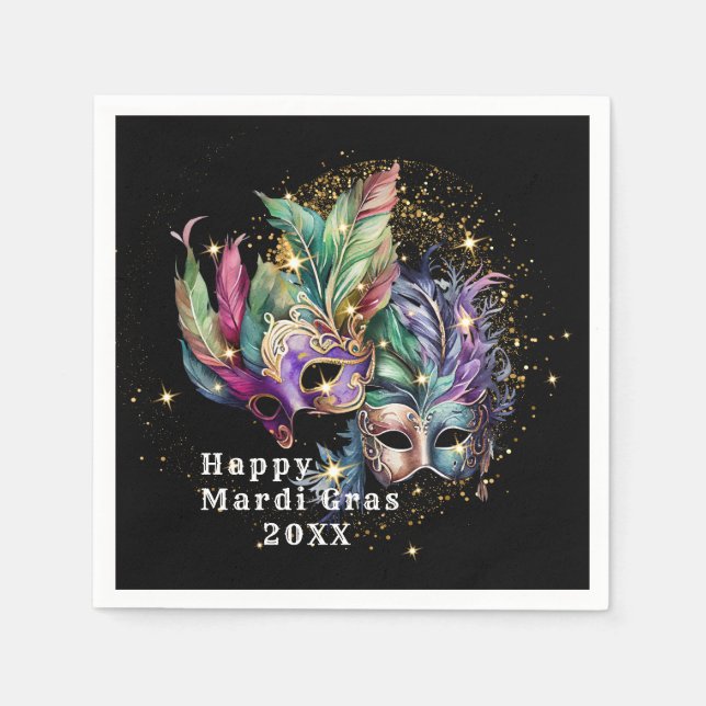 Mardi Gras Masquerade Mask Paper Napkins (Front)