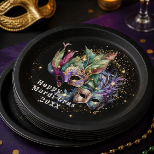 Mardi Gras Masquerade Mask Paper Plates