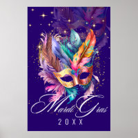Mardi Gras Masquerade Mask | Purple Poster
