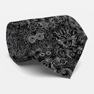 Mardi Gras Masquerade Masks Black and White Neck Tie