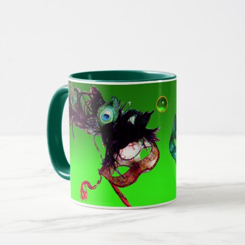 MARDI GRAS MASQUERADE MASKS Green Emerald Gemstone Mug