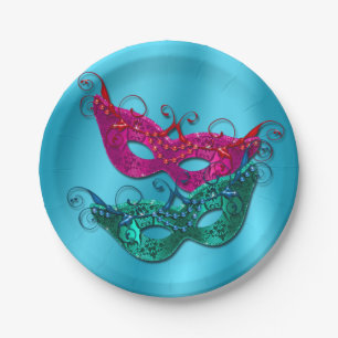 Mardi Gras Masquerade Masks Party Paper Plates