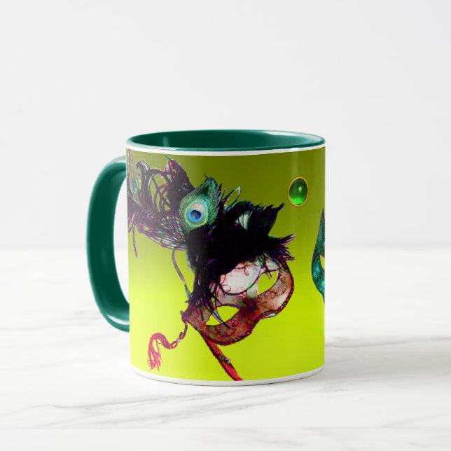 MARDI GRAS MASQUERADE MASKS Yellow Topaz Gemstone Mug (Front Left)
