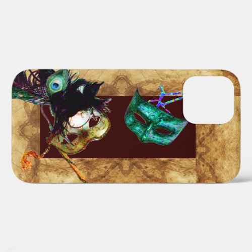 MARDI GRAS MASQUERADE parchment iPhone 12 Case