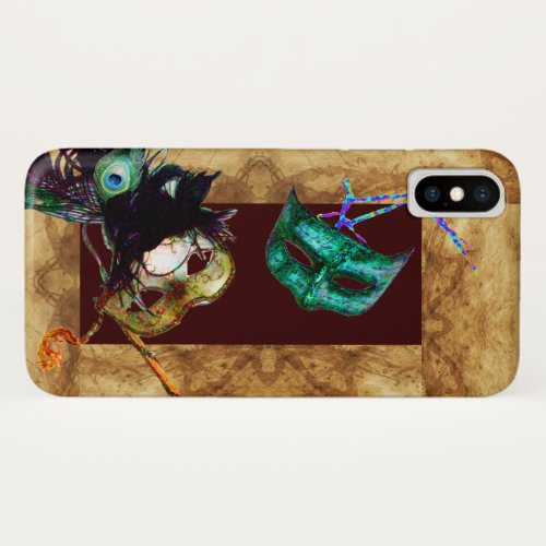 MARDI GRAS MASQUERADE parchment iPhone X Case