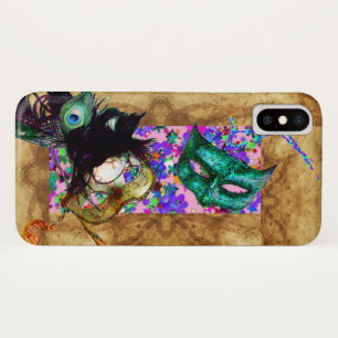 MARDI GRAS MASQUERADE parchment confetti iPhone X Case