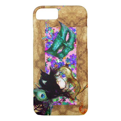 MARDI GRAS MASQUERADE parchment confetti iPhone 87 Case