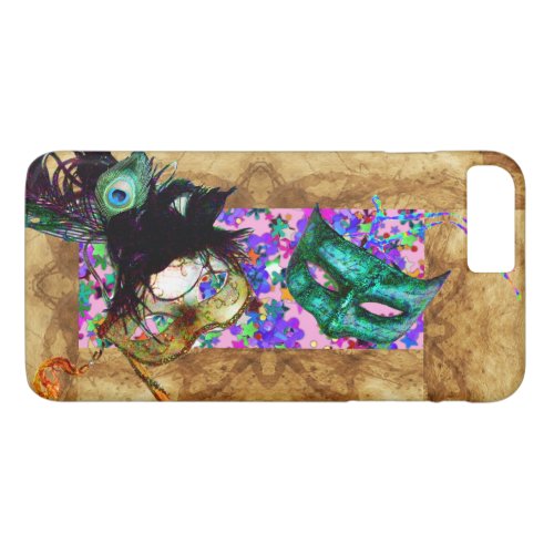 MARDI GRAS MASQUERADE parchment confetti iPhone 8 Plus7 Plus Case