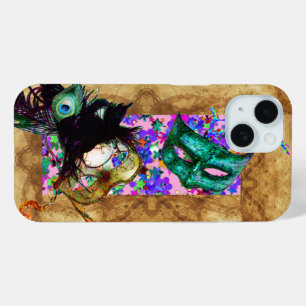 MARDI GRAS MASQUERADE parchment confetti iPhone 15 Case