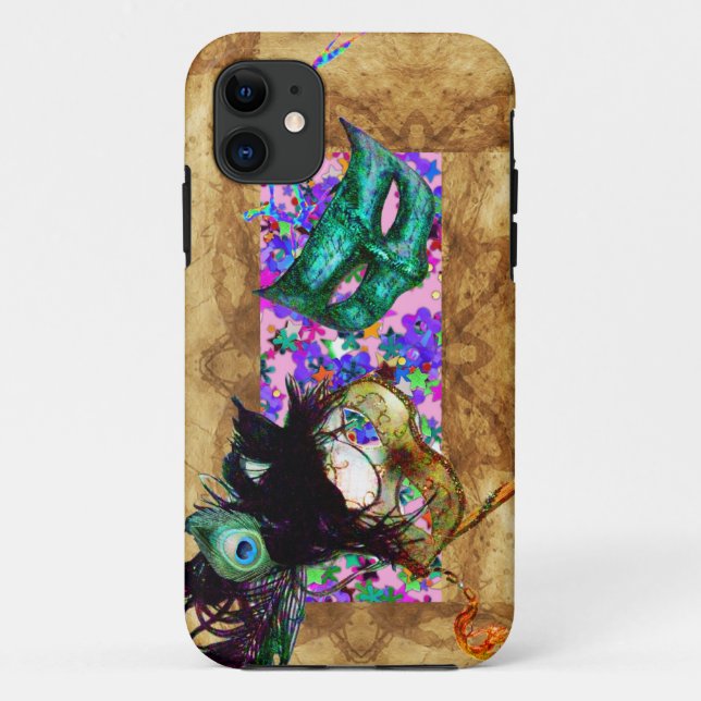 MARDI GRAS MASQUERADE parchment confetti Case-Mate iPhone Case (Back)