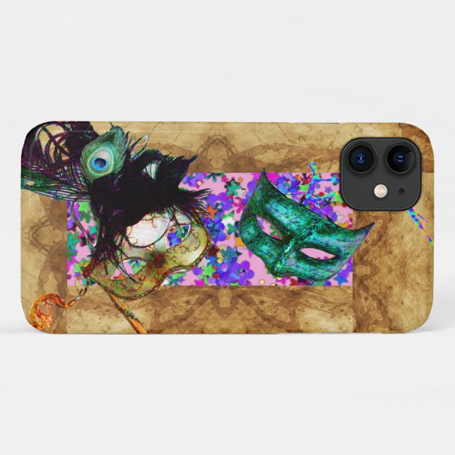 MARDI GRAS MASQUERADE parchment confetti Case-Mate iPhone Case (Back (Horizontal))