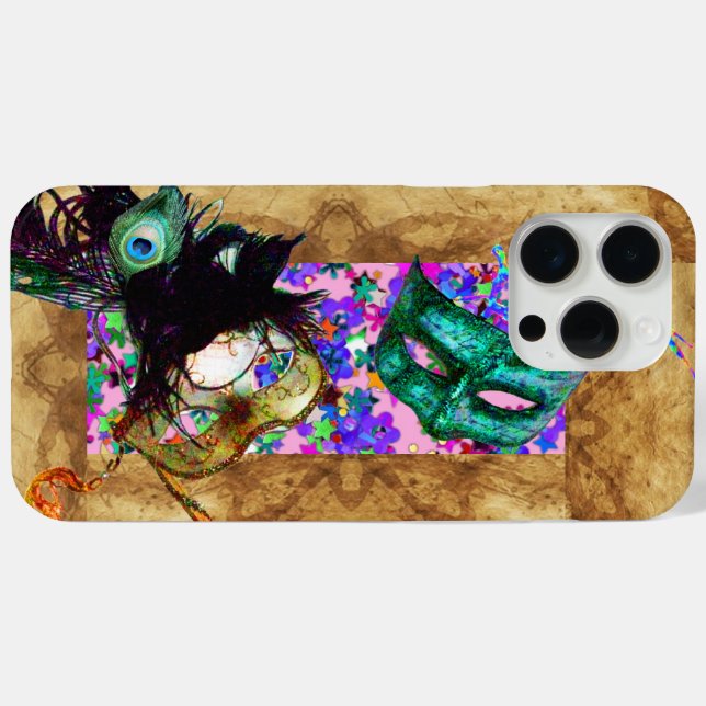 MARDI GRAS MASQUERADE parchment confetti Case-Mate iPhone Case (Back (Horizontal))