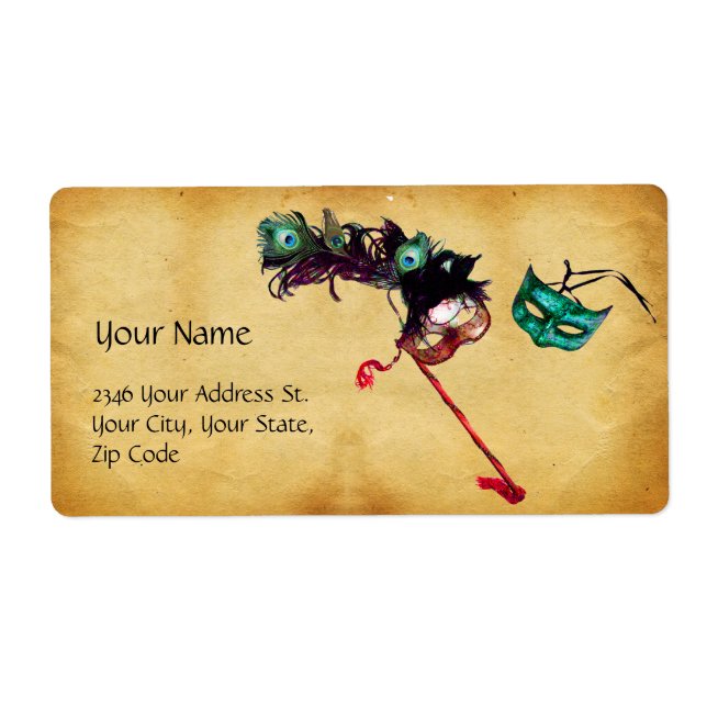 MARDI GRAS MASQUERADE parchment Label (Front)