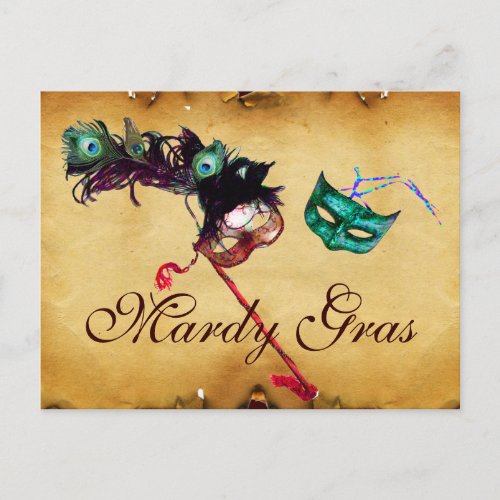 MARDI GRAS MASQUERADE parchment Postcard