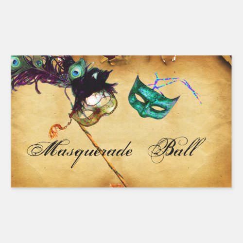 MARDI GRAS MASQUERADE parchment Rectangular Sticker