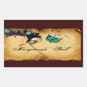 MARDI GRAS MASQUERADE parchment Rectangular Sticker