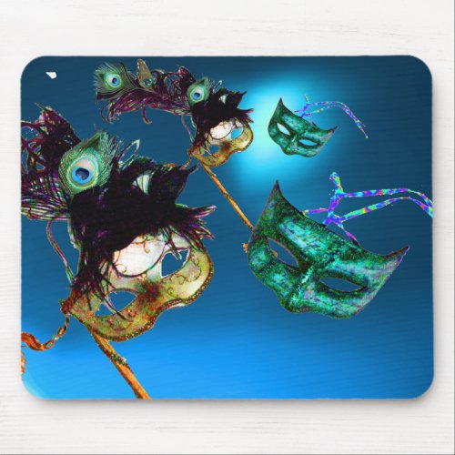 MARDI GRAS MASQUERADE PARTY Aqua Blue  Mouse Pad