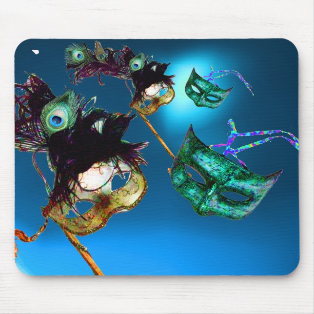 MARDI GRAS MASQUERADE PARTY Aqua Blue  Mouse Pad (Front)