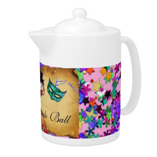 MARDI GRAS MASQUERADE PARTY confetti parchment Teapot