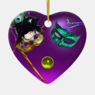 MARDI GRAS MASQUERADE PARTY, Gem Stones Ceramic Ornament