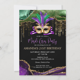 Mardi Gras Masquerade Party Invitation