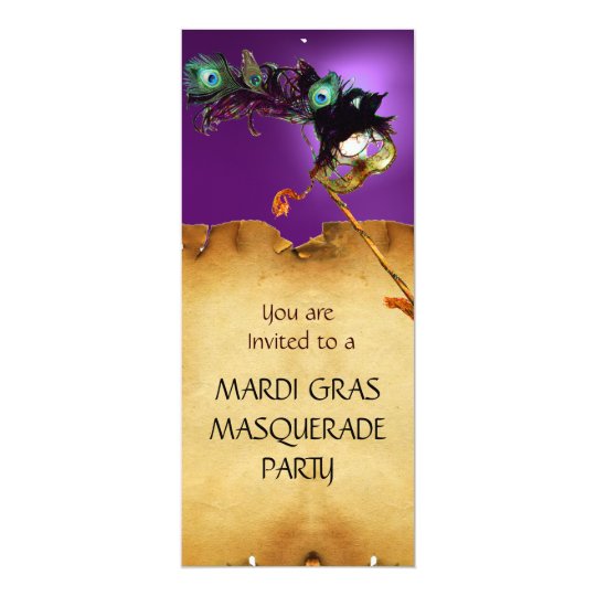 MARDI GRAS MASQUERADE PARTY, purple Card