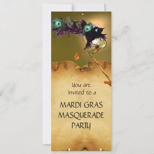 MARDI GRAS MASQUERADE PARTY  purple yellow Invitation