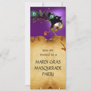 MARDI GRAS MASQUERADE PARTY, red purple Invitation