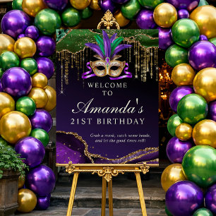 Mardi Gras Masquerade Party Welcome Sign