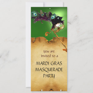 MARDI GRAS MASQUERADE PARTY, Yellow green Invitation