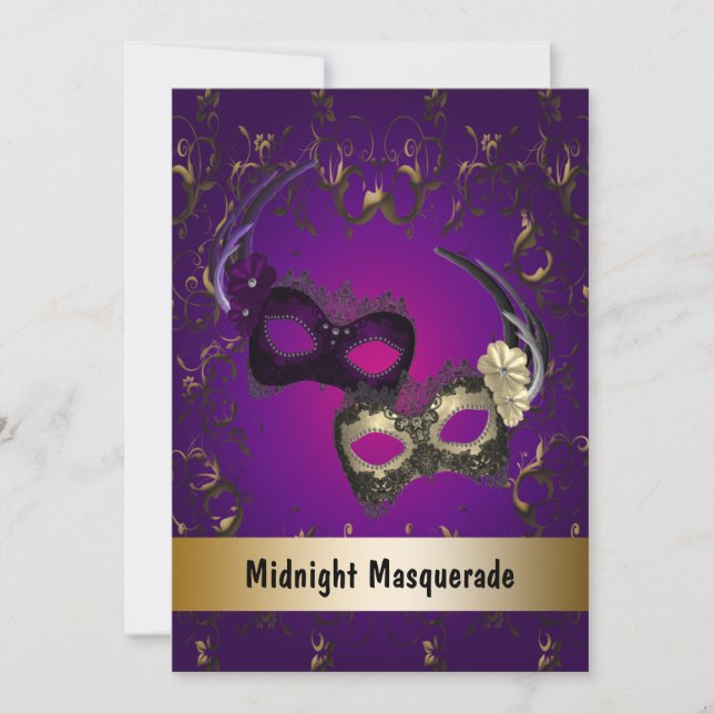Mardi Gras Masquerade Prom Invitation (Front)