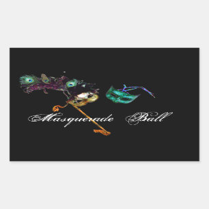 MARDI GRAS MASQUERADE RECTANGULAR STICKER