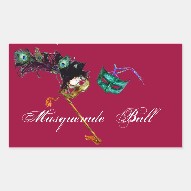 MARDI GRAS MASQUERADE RECTANGULAR STICKER (Front)