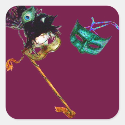 MARDI GRAS MASQUERADE SQUARE STICKER