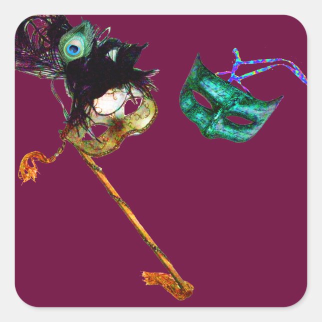 MARDI GRAS MASQUERADE SQUARE STICKER (Front)