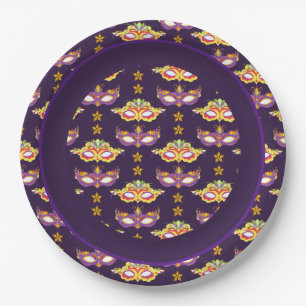 Mardi Gras Masquerade Theme Paper Plates